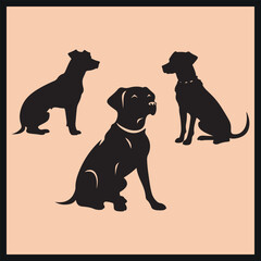 Set of silhouette Dog Vector illustrations, Isolated Bella Dog Vector