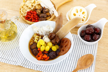Cheng Sim Ei, A famous Thai dessert on top with ice blast and syrup