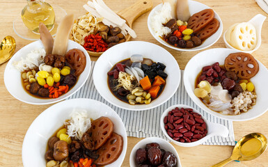 Cheng Sim Ei is a famous Thai dessert on top with ice blast and syrup. Chinese Dessert.