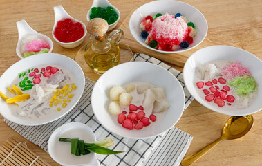 Jackfruit, Sarim, Stuffed Water Chestnut, and Roasted Coconut with Coconut Milk