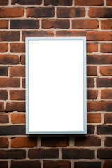 Blank picture frame on brick wall background. Mock up, 3D Rendering