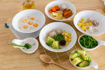 Lod Chong Dessert in Coconut Milk.Thai Style Cendol. Thai dessert