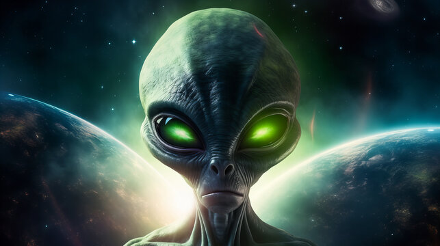 The Fantastical Creature in Space. Portrait of Alien