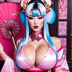 Portrait of a Geisha. Asian Lady in Kimono