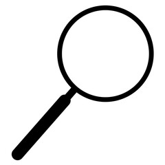 モノクロの虫眼鏡のイラストアイコン　左利き用