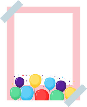 Aesthetic photo frame with colorful balloon decoration
