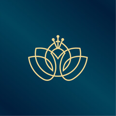 Simple luxury golden line swan logo. Minimalist design logo for travel, resort, hotel, spa, beauty.