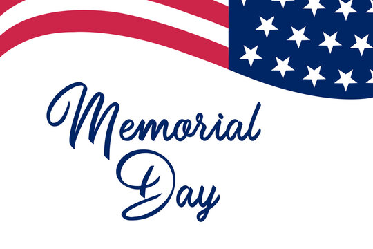 American flag with the text Memorial day. Memorial Day patriotic image background.