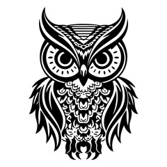 Fototapeta premium adorable owl icon illustration, adorable owl silhouette logo svg vector