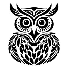 adorable owl icon illustration, adorable owl silhouette logo svg vector