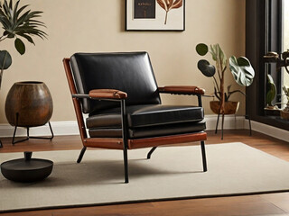 Modern leather chair isolated on the living room 