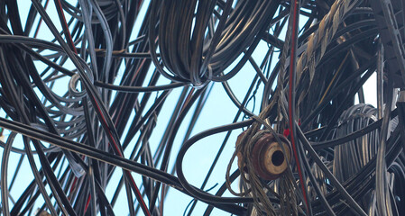 Electric wires in Bangkok Thailand
