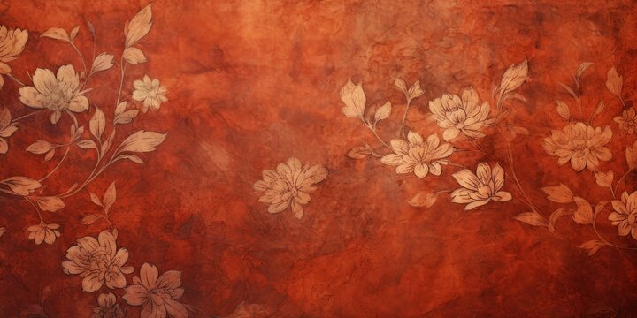 terracotta abstract floral background with natural grunge texture