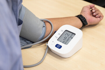 Blood pressure examination result suggested hypertension with high systolic and diastolic readings