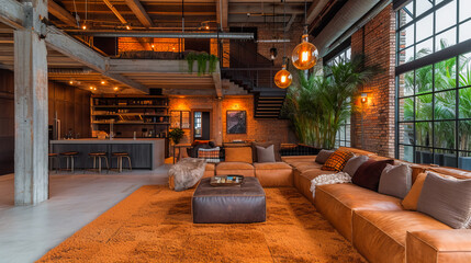 Stylish Urban Interior. Loft Style. Modern Residential Interior