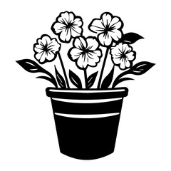 buckets holding flowers icon illustration, buckets holding flowers silhouette logo svg vector