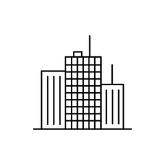 Skyscrapers Buildings Sign Black Thin Line Icon Cityscape Concept Isolated on a White Background. Vector illustration of Element Urban Architecture