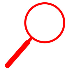 赤い虫眼鏡のイラストアイコン　左利き用