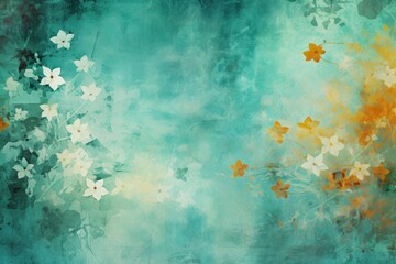 Fototapeta na wymiar turquoise abstract floral background with natural grunge texture