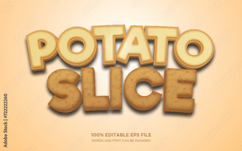 Poster potato slice 3d editable text style effect