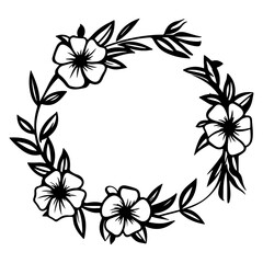 cute flower wreath icon illustration, cute flower wreath silhouette logo svg vector