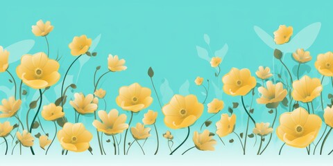 Fototapeta na wymiar Turquoise vector illustration cute aesthetic old yellow paper