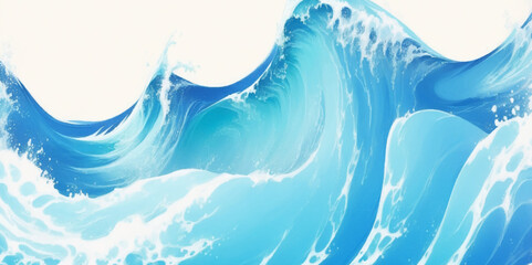 Blue ocean wave background. Blue and white water ocean background. Wavy line background. Hand drawn watercolour ocean background. Vector illustration. - obrazy, fototapety, plakaty