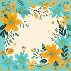 Fototapeta na wymiar Turquoise vector illustration cute aesthetic old yellow paper