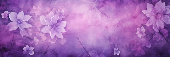 Fototapete Schmetterlinge im Grunge violet abstract floral background with natural grunge texture