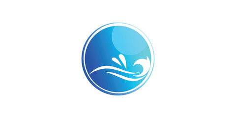 Simple water logo design with modern concept| premium vector