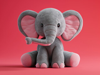Cute elephant like kids soft toys isolated on white background in minimalist style. 