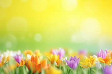 Spring background with saffron flowers