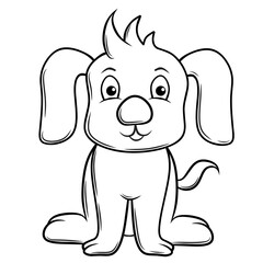 line art of dog cartoon coloring page