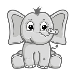 cartoon of elephant isolated on white