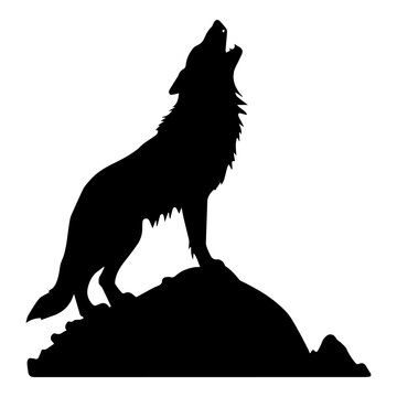 howling wolf icon illustration, howling wolf silhouette logo svg vector