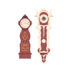 Antique Grandfather Clocks, Crafted from Wood With Precision And Artistry, Embody Timeless Elegance, Vector