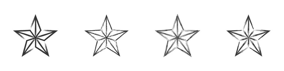 Hand drawn star icon set. Vector illustration