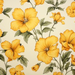 yellow flowers on an ivory background