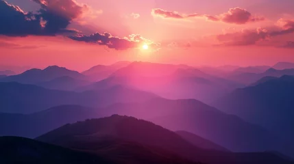 Fotobehang sunrise over mountains © Muhammad