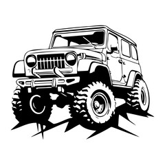 Off road car icon illustration, Off road car silhouette logo svg vector