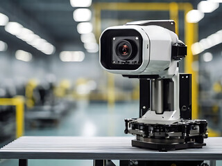 Fototapeta na wymiar Robotic vision sensor camera system in intelligence factory, manufacturing industry for industry 4.0 and technology concept