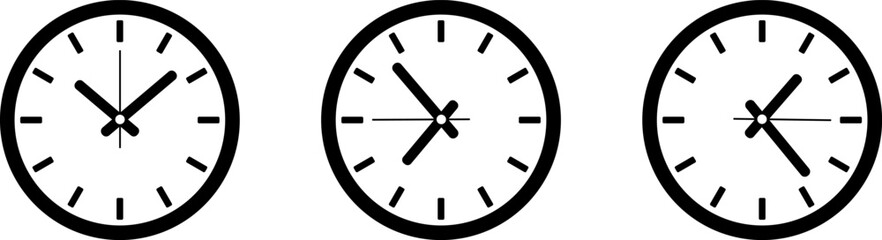 vector set of analog clocks