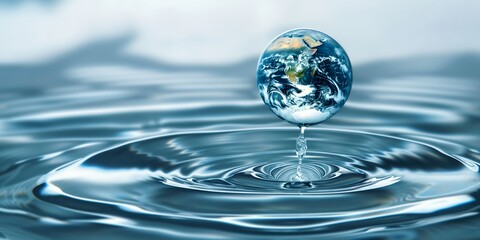 World water day, planet Earth as drop of precious water