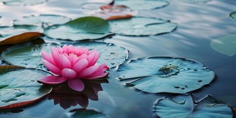 Zen lotus flower on water, meditation and spirituality concept