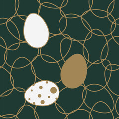 Easter Eggs with seamless ornament pattern, Vector