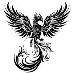 phoenix bird icon illustration, phoenix bird silhouette logo svg vector