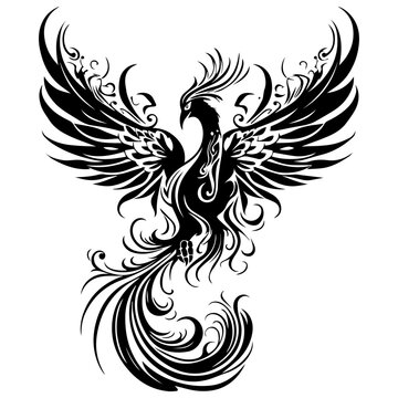 phoenix bird icon illustration, phoenix bird silhouette logo svg vector