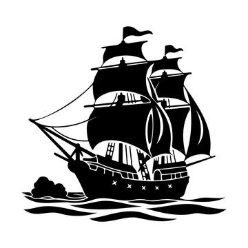 recommend clip art: pirate ship icon illustration, pirate ship silhouette logo svg vector