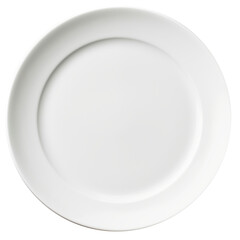 Empty white ceramic plate on a transparent background