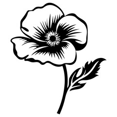 poppy flower icon illustration, poppy flower silhouette logo svg vector